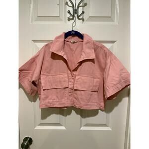 Pink Pilcro by Anthropologie Cropped Cotton Boxy Top